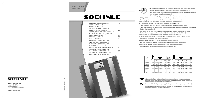 Page 1 de la notice Manuel utilisateur Soehnle Body Control 63355