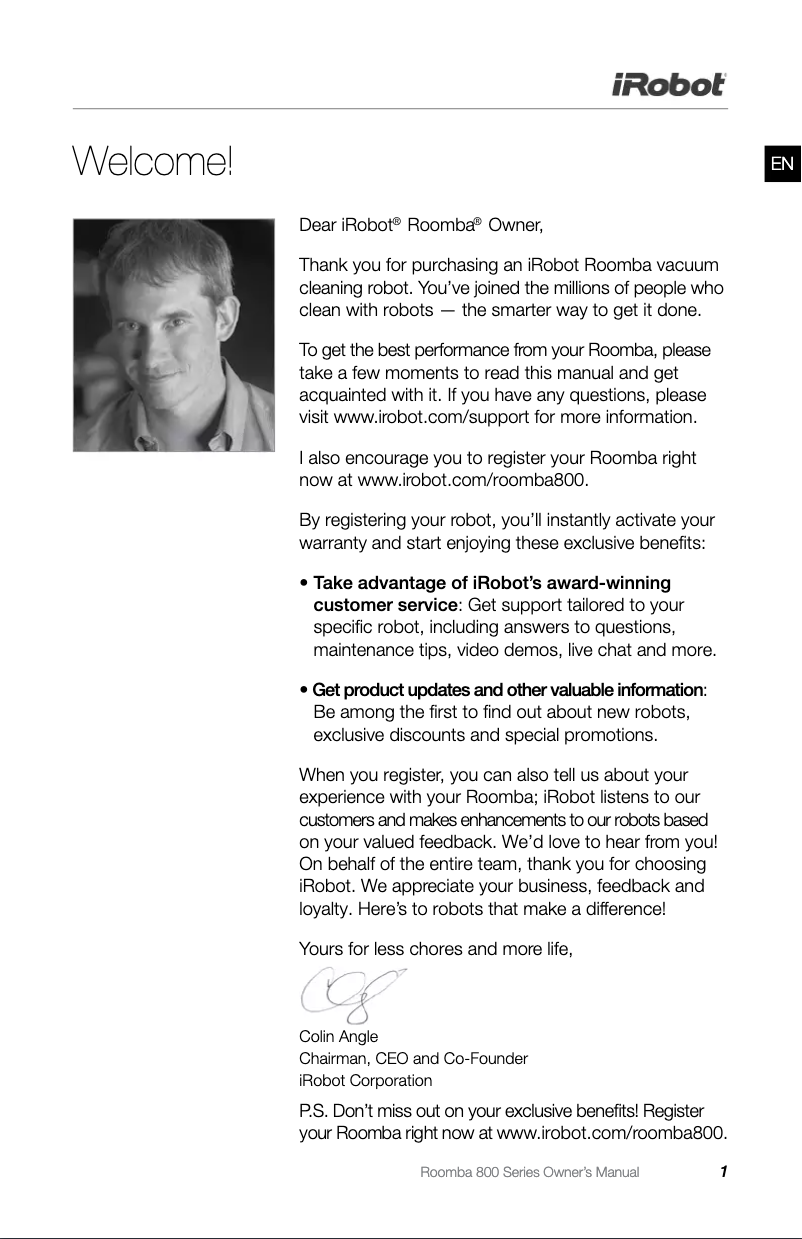 Page 1 de la notice Manuel utilisateur iRobot Roomba 870