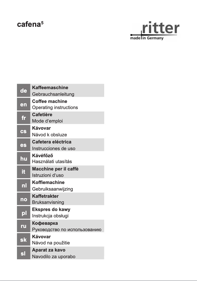 Page 1 de la notice Manuel utilisateur Ritter Cafena 5