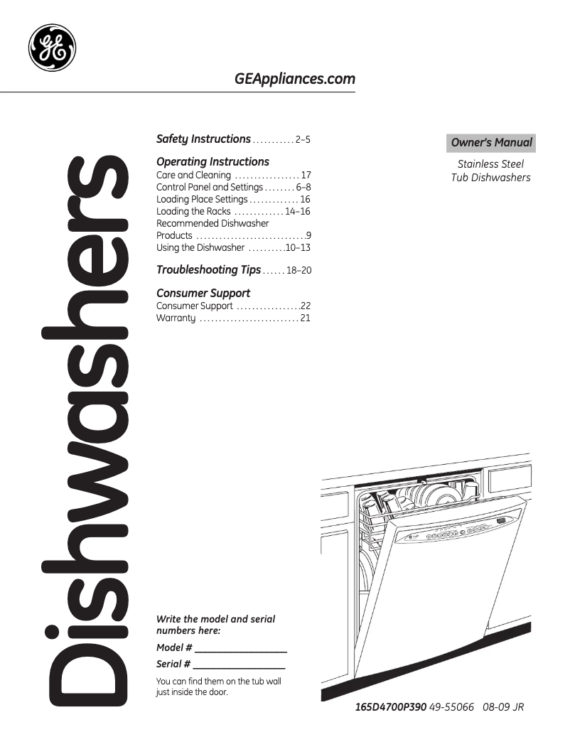 Page 1 de la notice Mode d'emploi GE GDWF160RSS