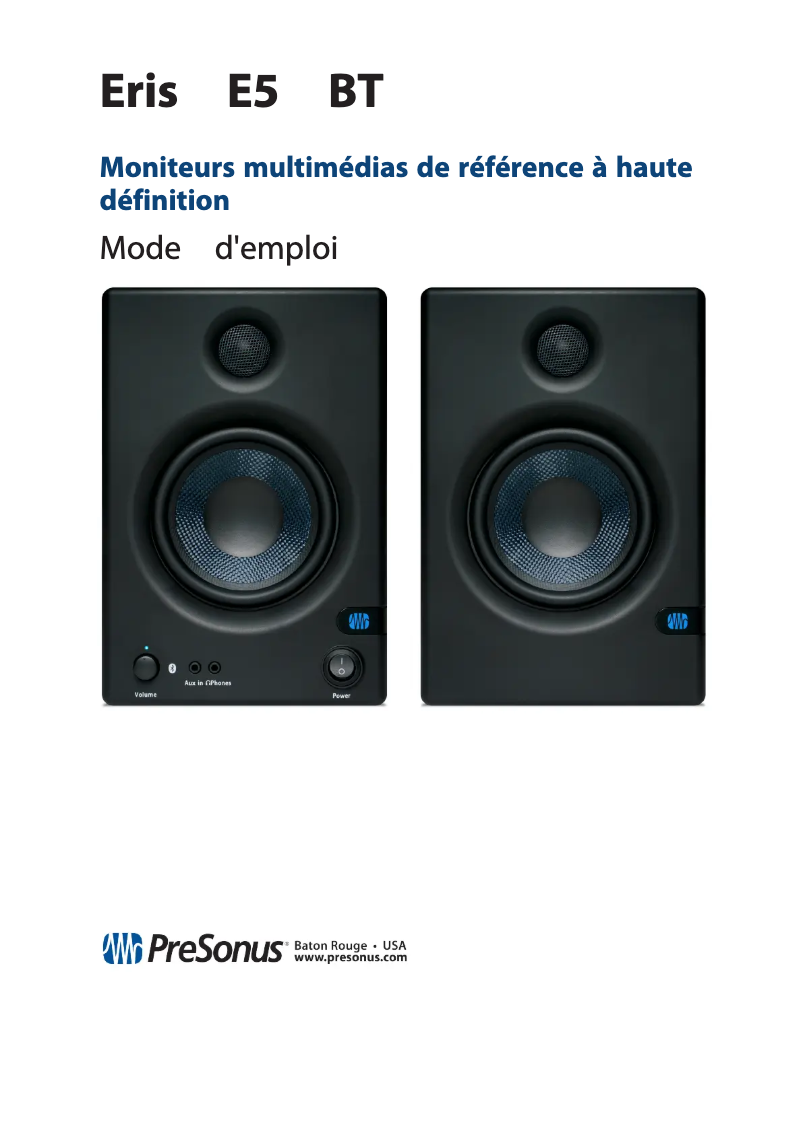 Image de la première page du manuel de l'appareil ERIS E5 BT