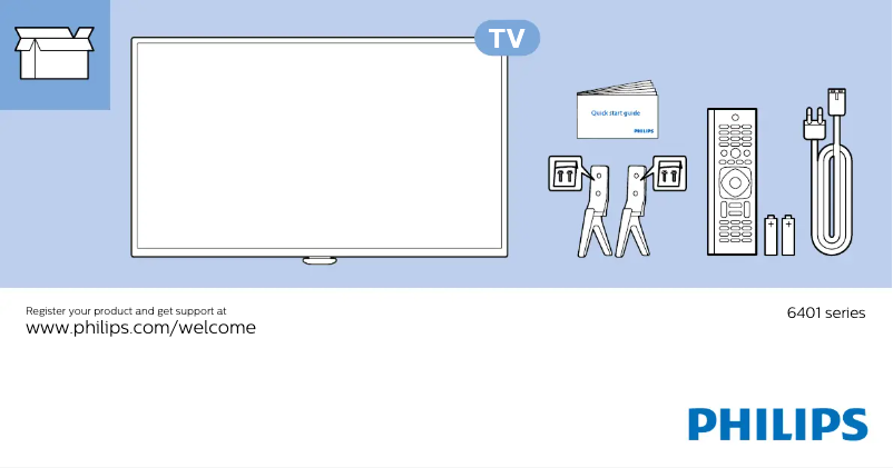 Page 1 de la notice Guide de démarrage rapide Philips 55PUS6501