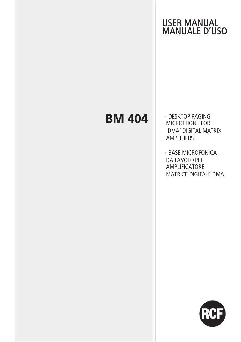 Page n°1 - Manuel utilisateur RCF BM 404