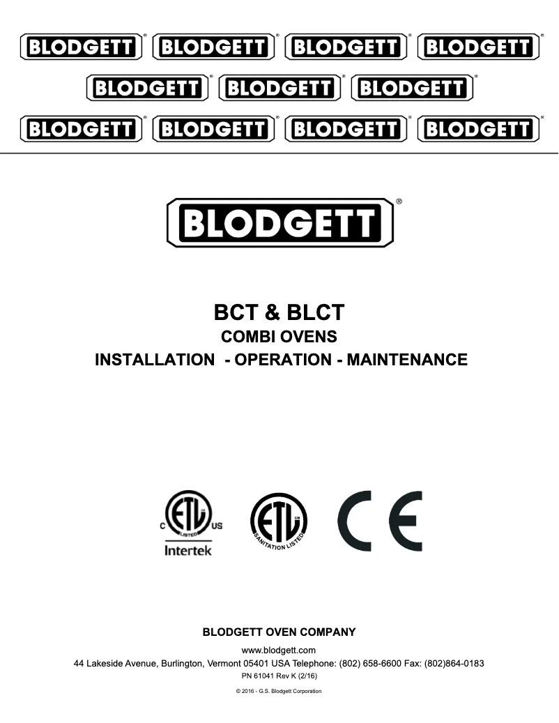 Page n°1 - Manuel utilisateur Blodgett BLCT-101E