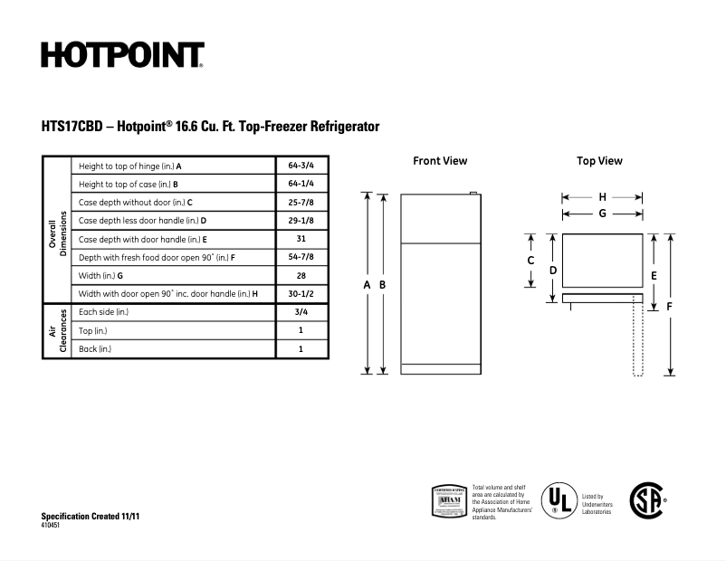 Page n°1 - Fiche technique Hotpoint HTS17CBDBB