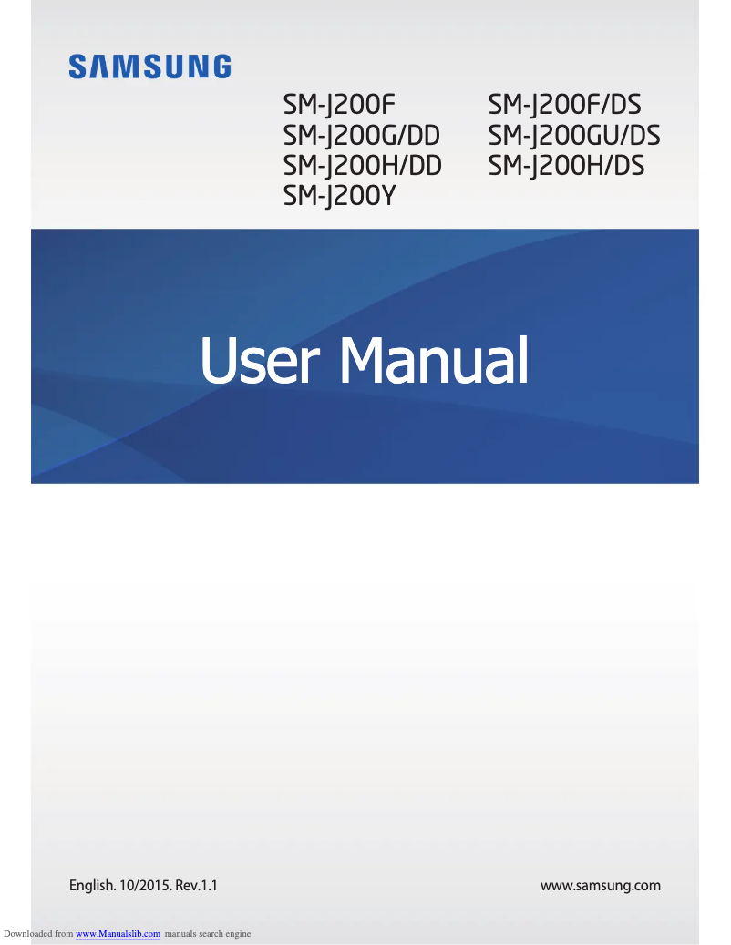 Image de la première page du manuel de l'appareil Galaxy J2 (2017)