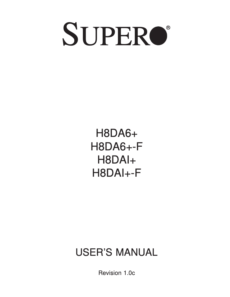 Image de la première page du manuel de l'appareil H8DAI+-F