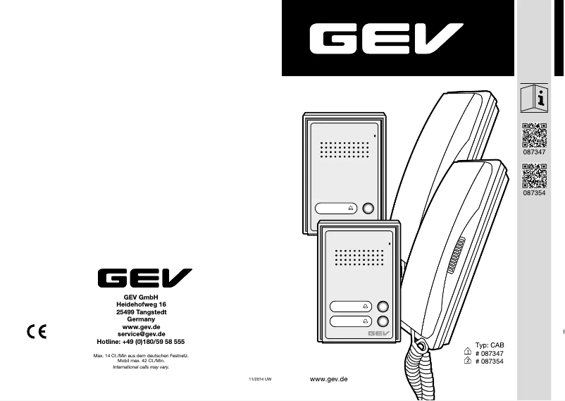 Page 1 de la notice Manuel utilisateur GEV CAB 87354