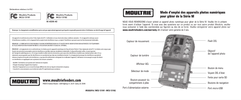 Page n°1 - Manuel utilisateur Moultrie M-40