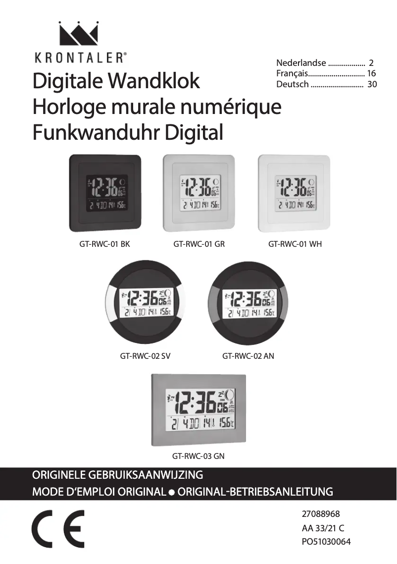Page n°1 - Manuel utilisateur Krontaler GT-RWC-03 GN