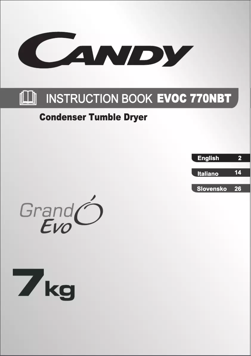 Page n°1 - Manuel utilisateur Candy EVOC 770NBT-S