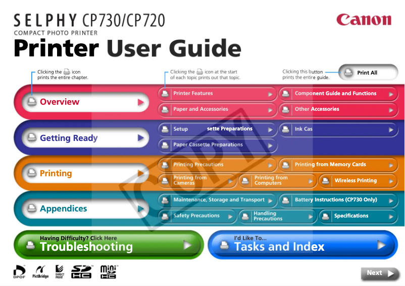 Page 1 de la notice Manuel utilisateur Canon Selphy CP730
