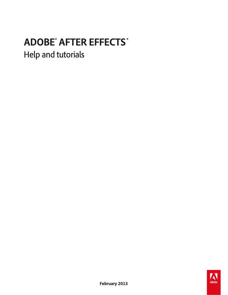 Page n°1 - Manuel utilisateur Adobe After Effects CS6
