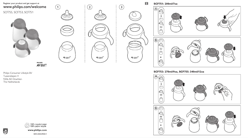 Page 1 de la notice Manuel utilisateur Philips AVENT SCF755