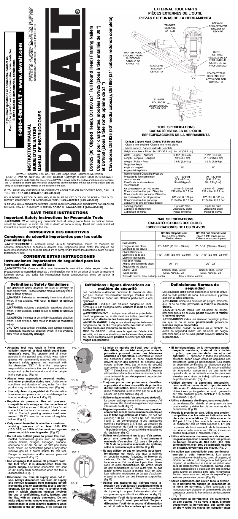 Page n°1 - Manuel utilisateur DeWalt D51825