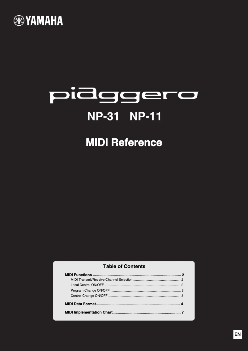 Page 1 de la notice Manuel utilisateur Yamaha Piaggero NP-11