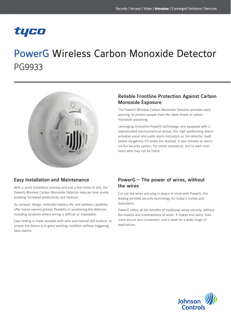 Page n°1 - Fiche technique DSC PG9933