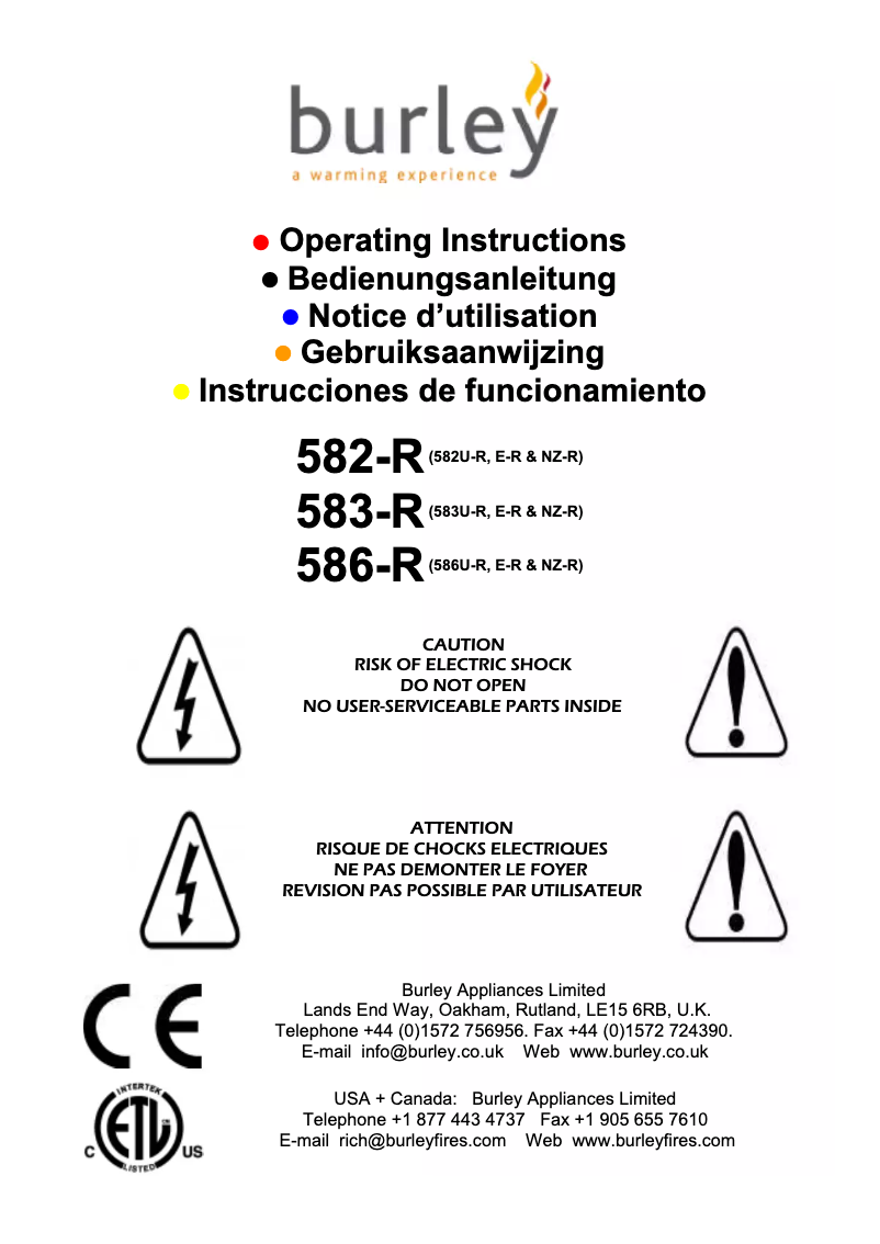 Page 1 de la notice Manuel utilisateur Burley 586-R
