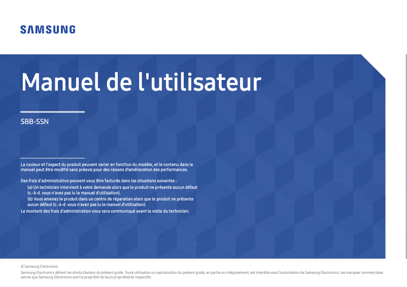 Page 1 de la notice Manuel utilisateur Samsung SBB-SS08NL1
