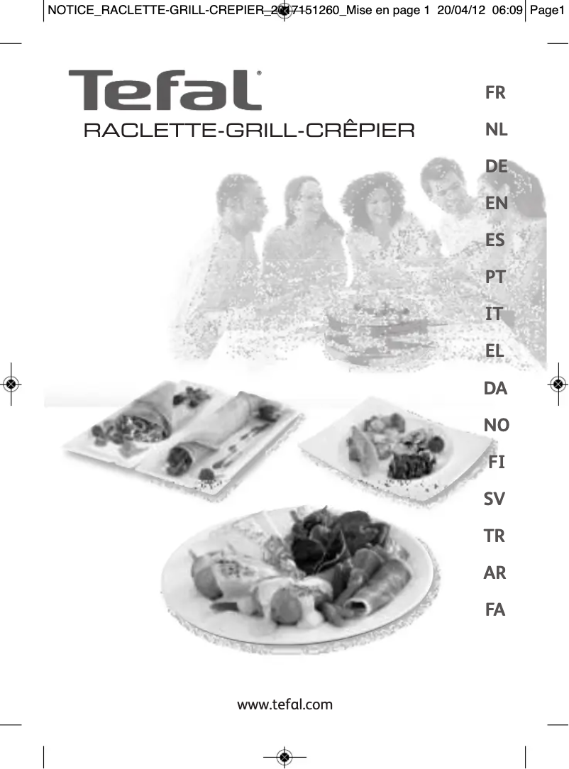 Page 1 de la notice Manuel utilisateur Tefal RE1280