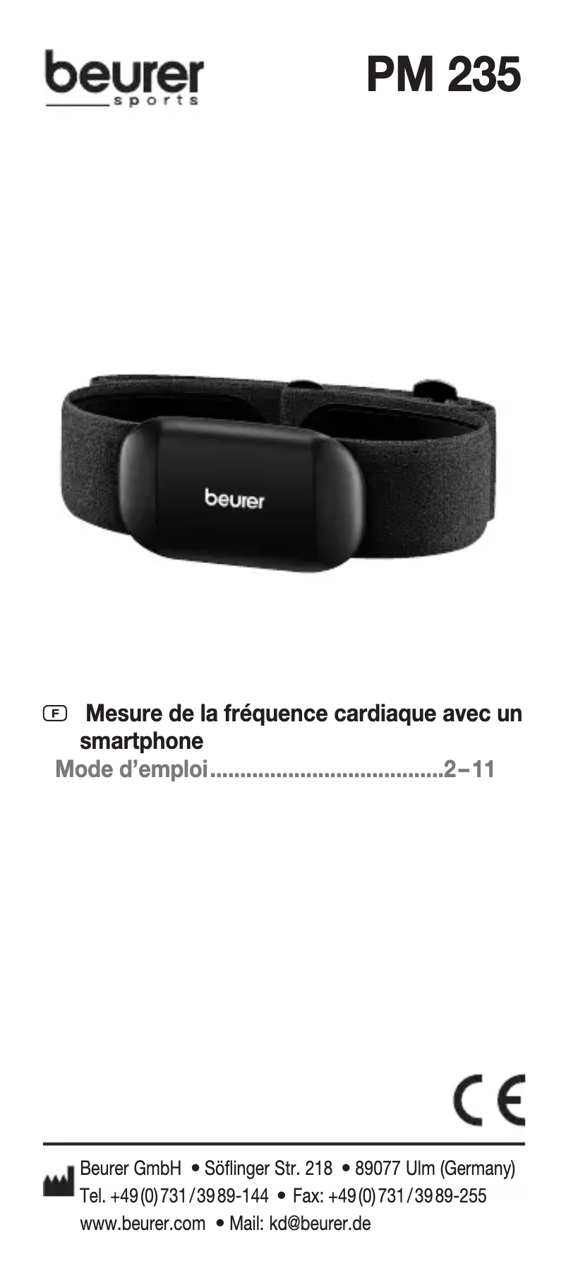 Page n°1 - Manuel utilisateur Beurer PM 235