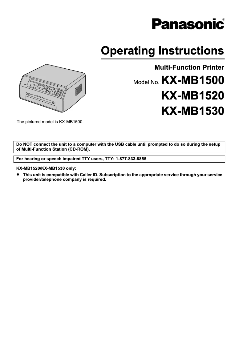Image de la première page du manuel de l'appareil KX-MB1500