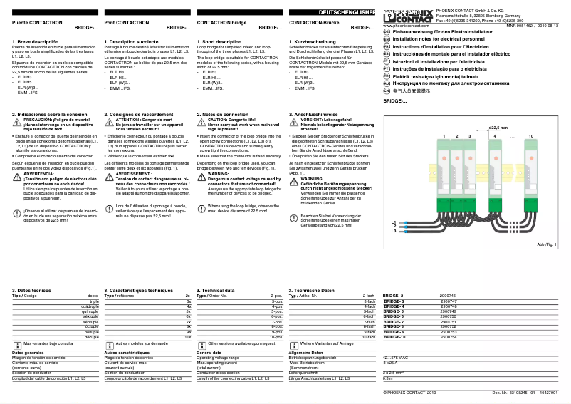 Page 1 de la notice Manuel utilisateur Phoenix Contact BRIDGE-2