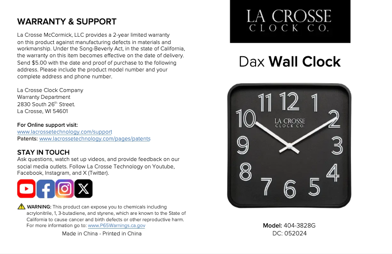 Page 1 de la notice Manuel utilisateur La Crosse Technology 404-3828G