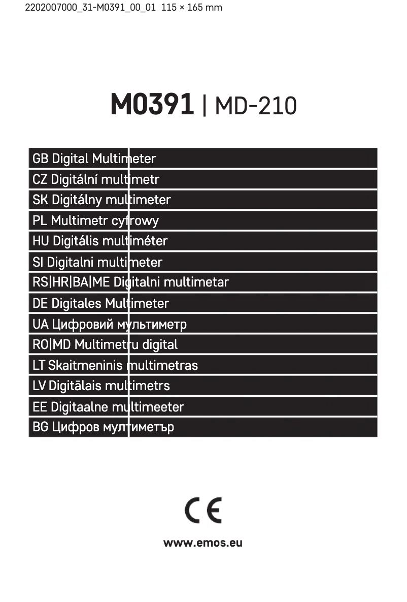 Image de la première page du manuel de l'appareil MD-210