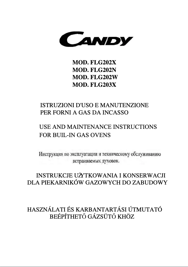 Page 1 de la notice Manuel utilisateur Candy FLG 202 W