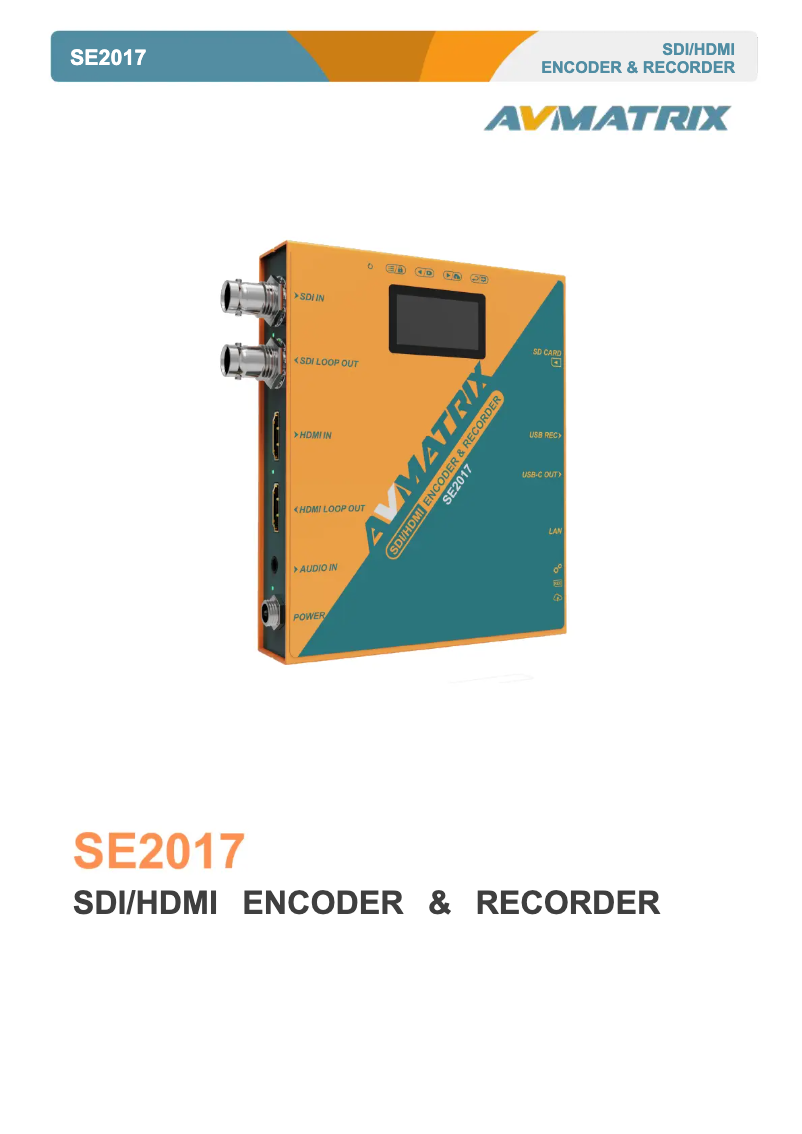 Page n°1 - Manuel utilisateur AVMATRIX SE2017