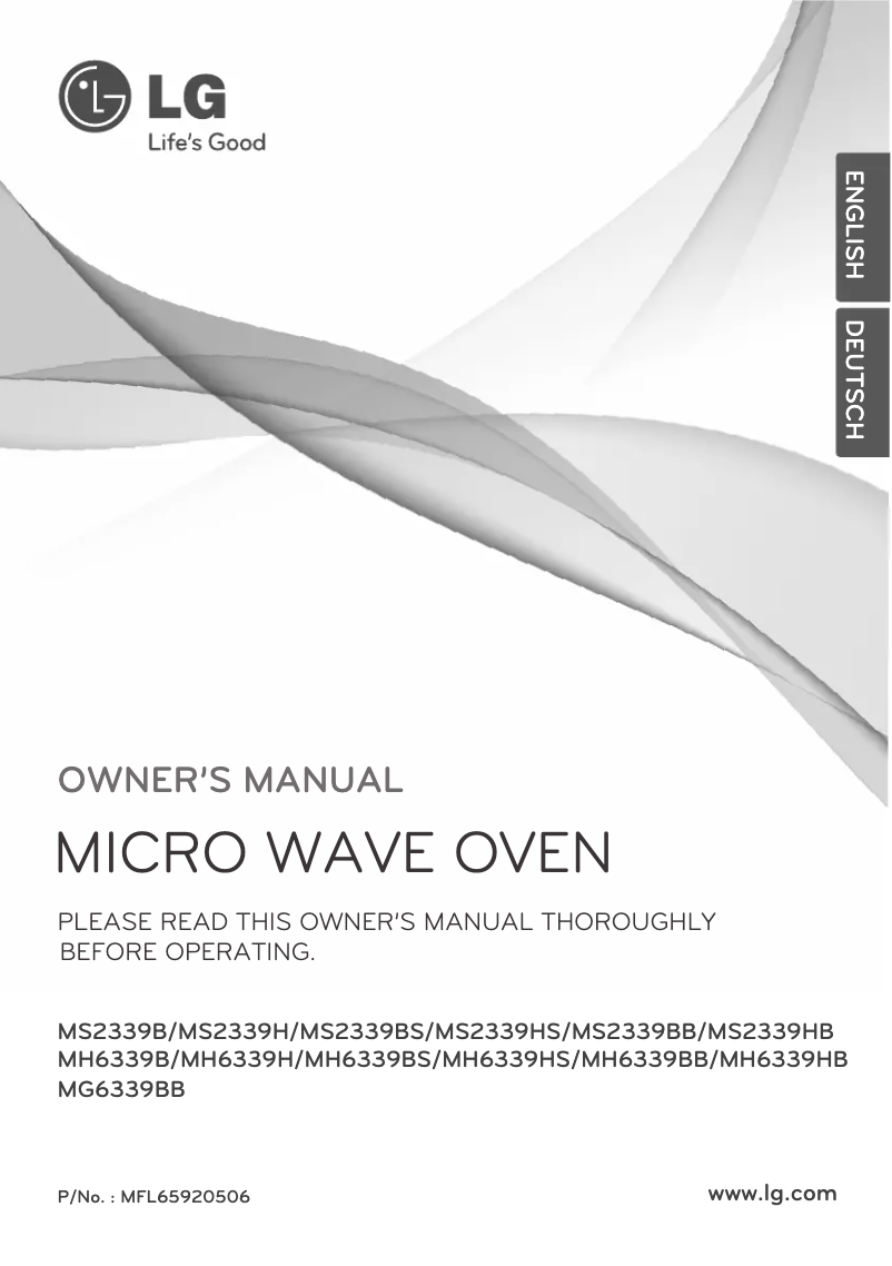 Page 1 de la notice Manuel utilisateur LG MG6339BB