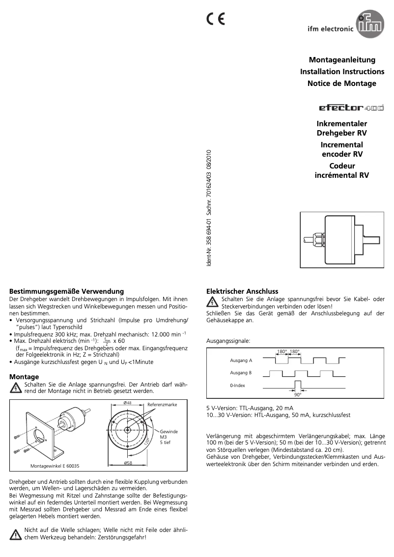 Page n°1 - Manuel utilisateur IFM RV6094