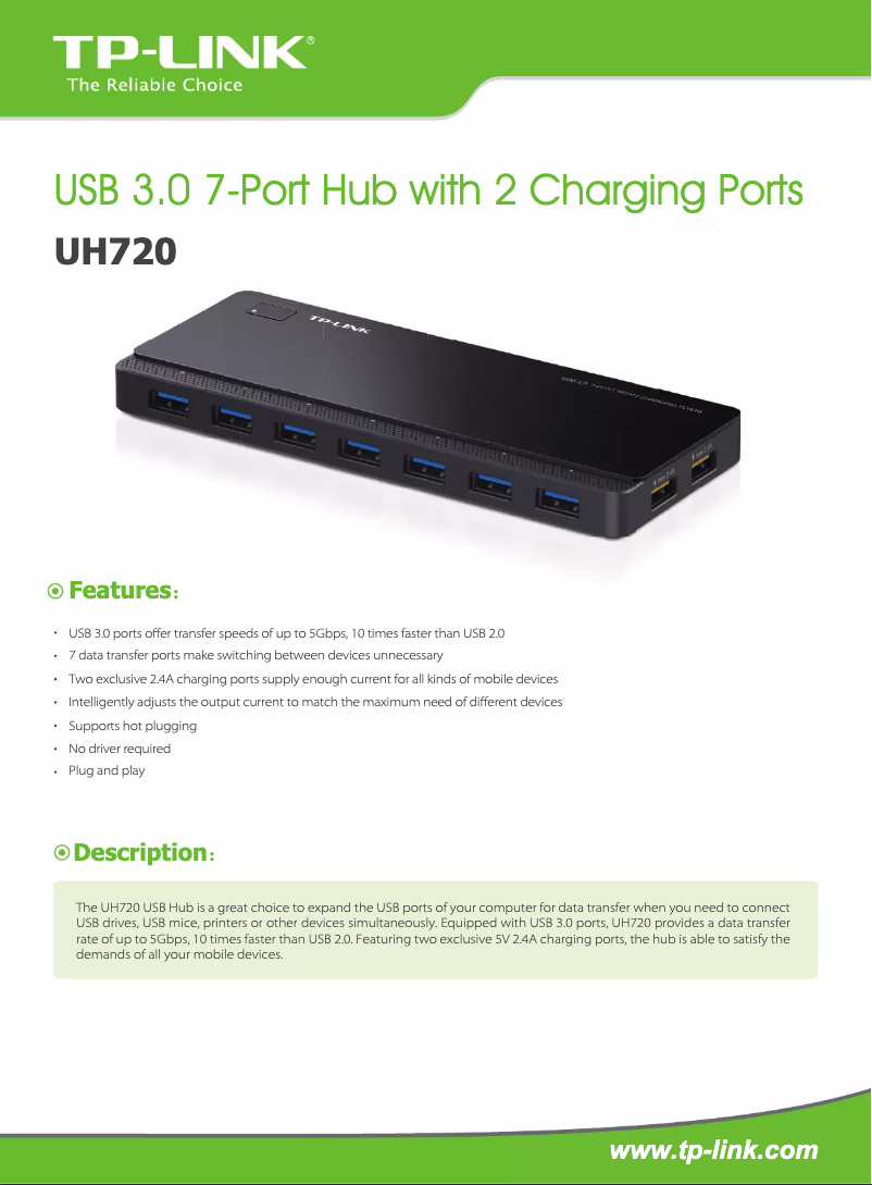 Página 1 del manual Folleto TP-Link UH720