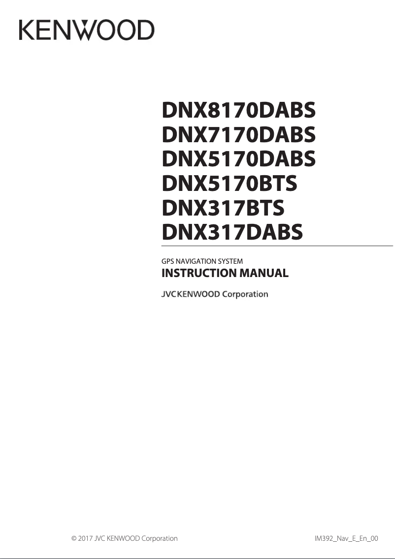 Page 1 de la notice Manuel utilisateur Kenwood DNX5170BTS