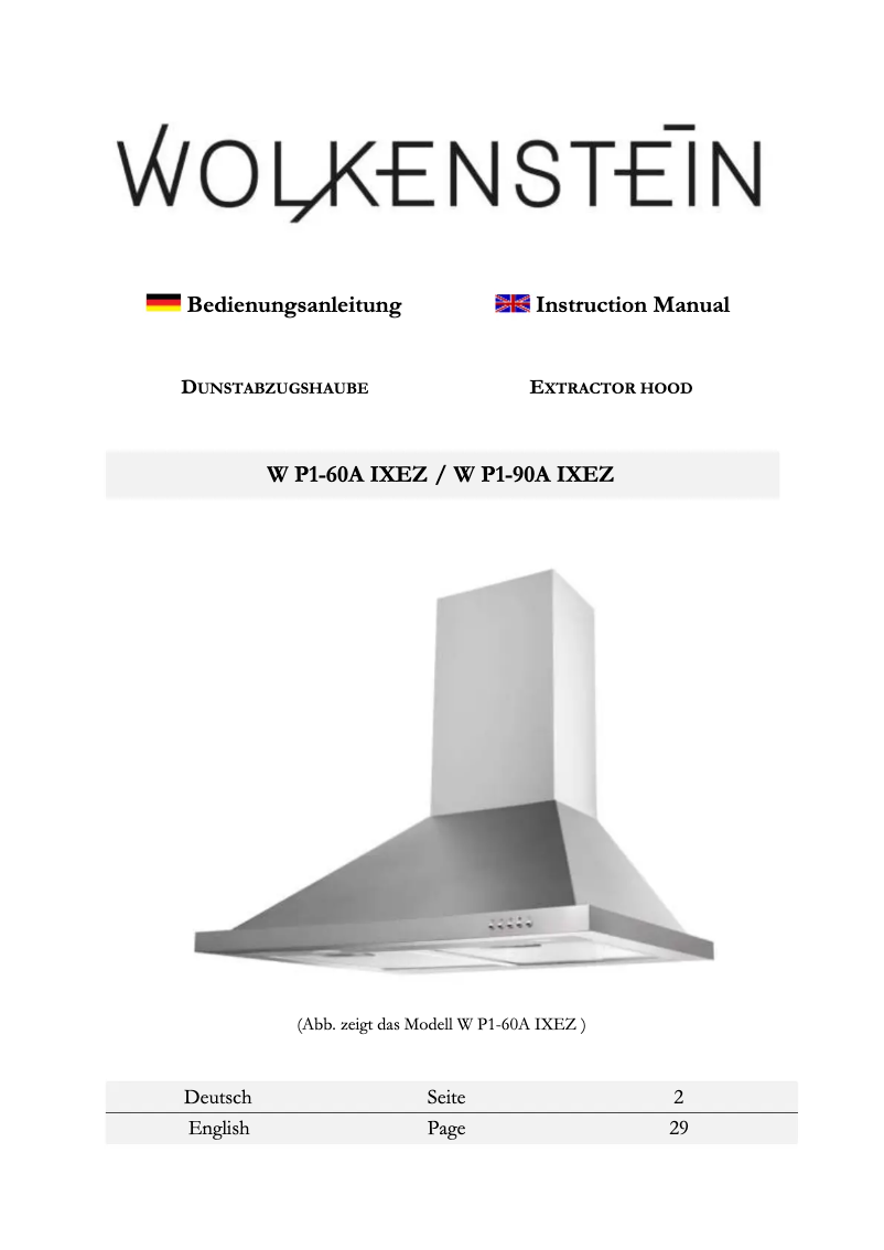 Page n°1 - Manuel utilisateur Wolkenstein W P1-60A IXEZ