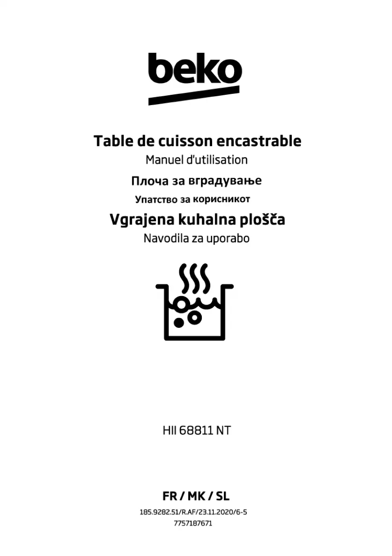 Page 1 de la notice Manuel utilisateur Beko HII68811NT