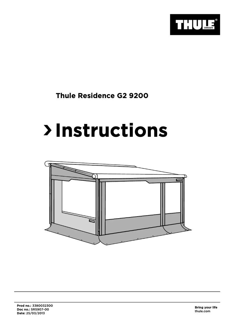 Page 1 de la notice Manuel utilisateur Thule Residence G2 9200