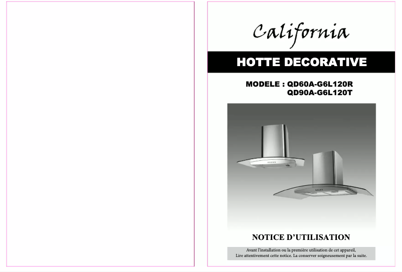 Page 1 de la notice Manuel utilisateur California QD60A-G6L120R