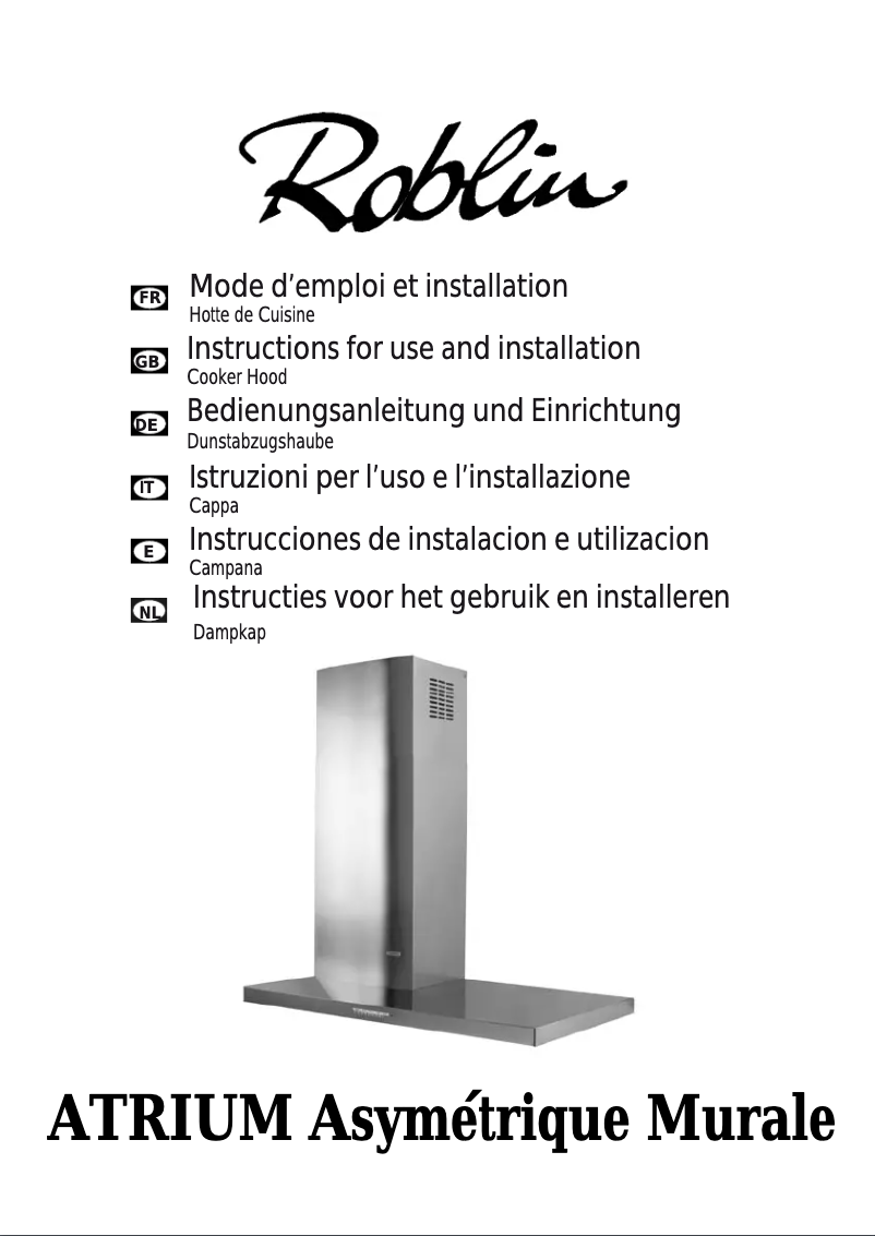 Page n°1 - Manuel utilisateur Roblin Atrium/2 Asymétrique