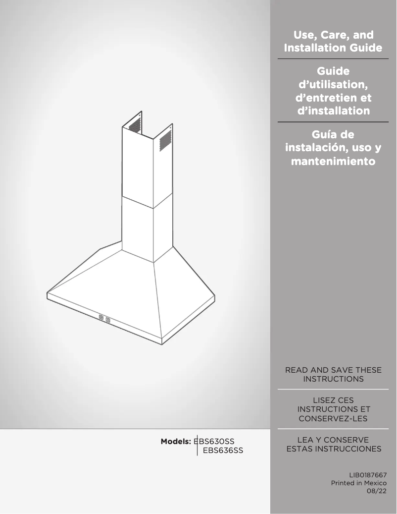 Page n°1 - Manuel utilisateur Elica BOLSENA EBS636SS