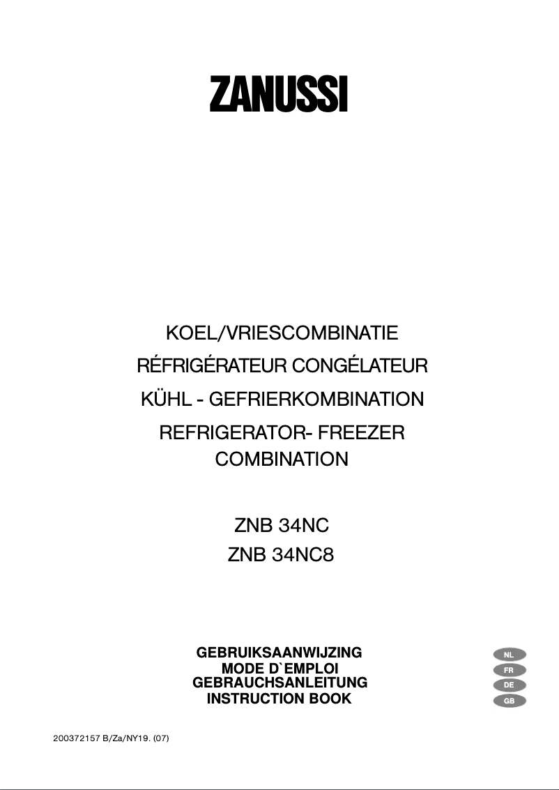 Image de la première page du manuel de l'appareil ZNB 34 nc