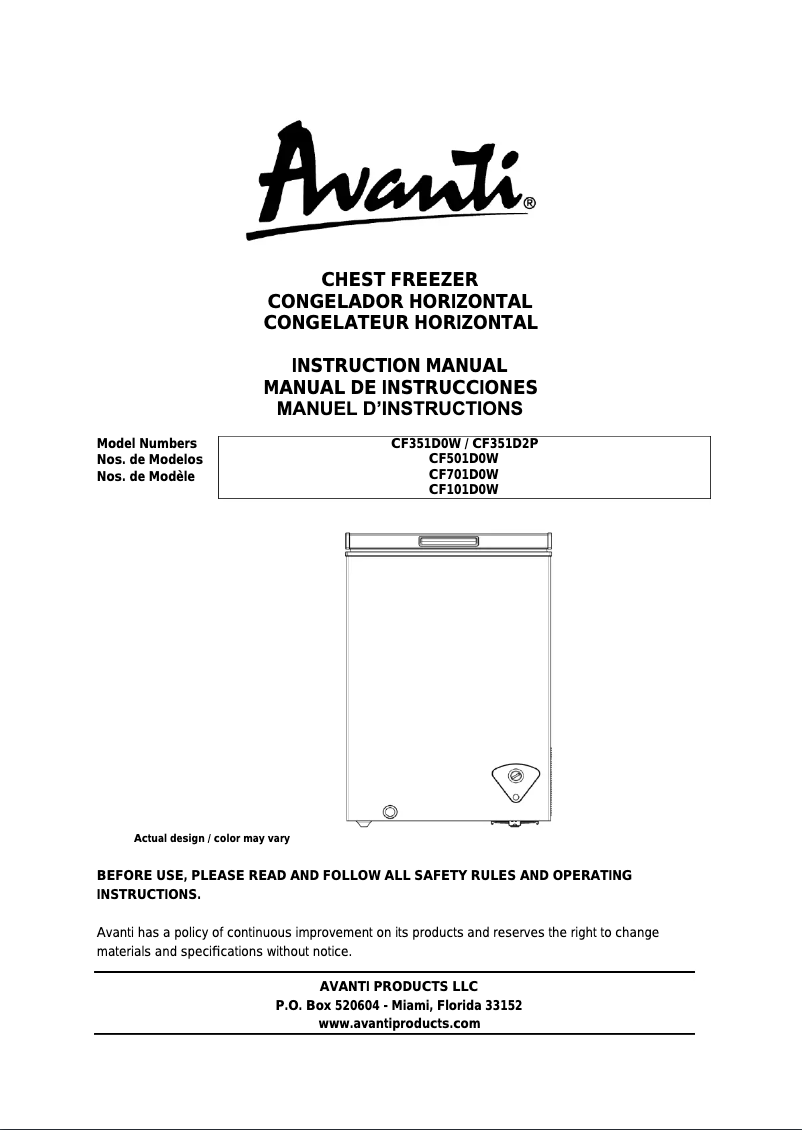 Image de la première page du manuel de l'appareil CF101D0W