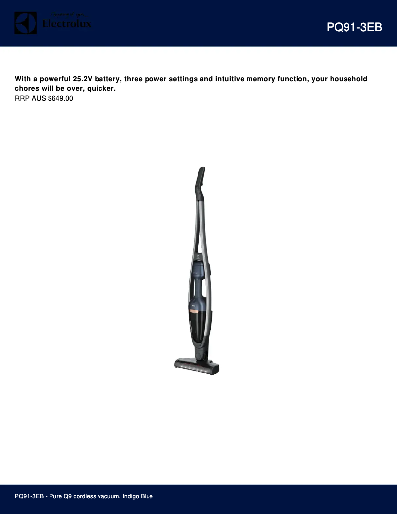 Página 1 del manual Ficha técnica Electrolux Pure Q9 PQ91-3EB