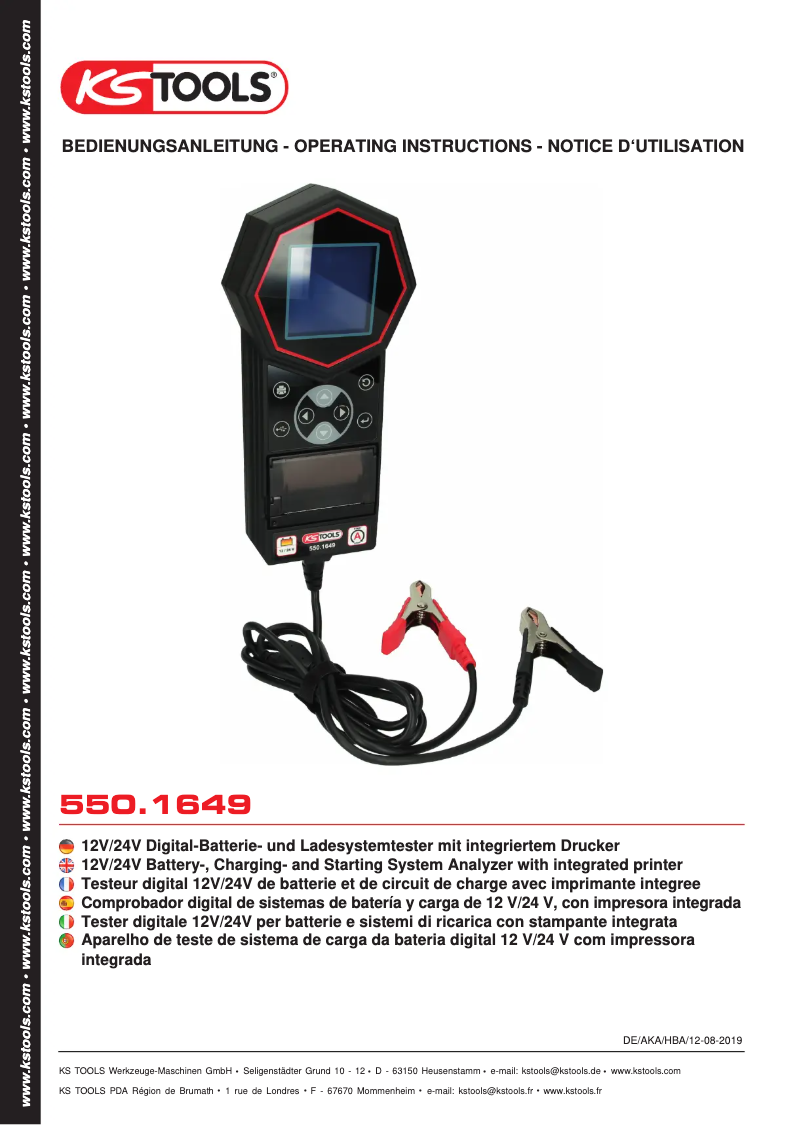 Page n°1 - Manuel utilisateur KS Tools 550.1649