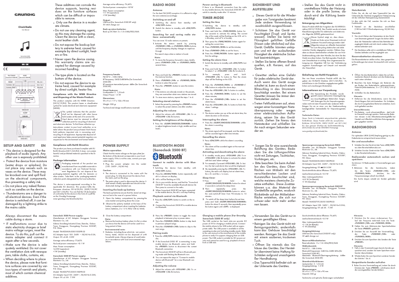 Page 1 de la notice Manuel utilisateur Grundig Sonoclock 2500 BT