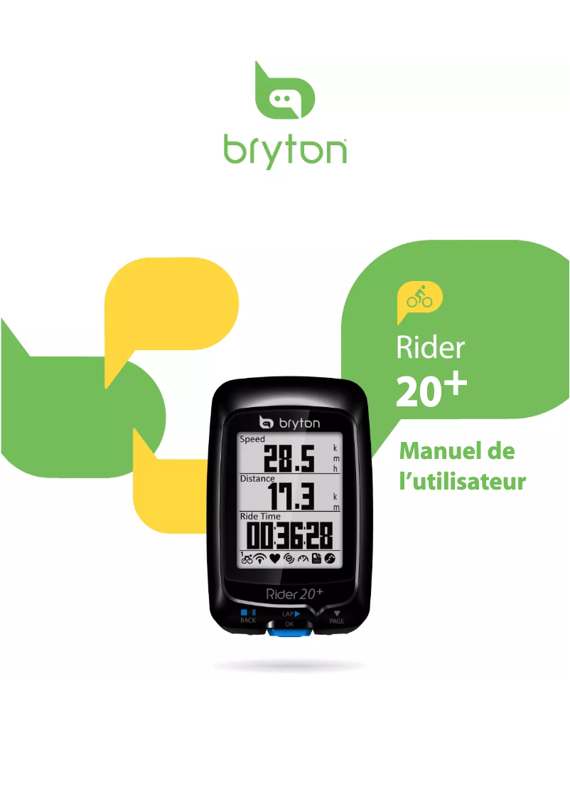 Image de la première page du manuel de l'appareil Rider 20 plus