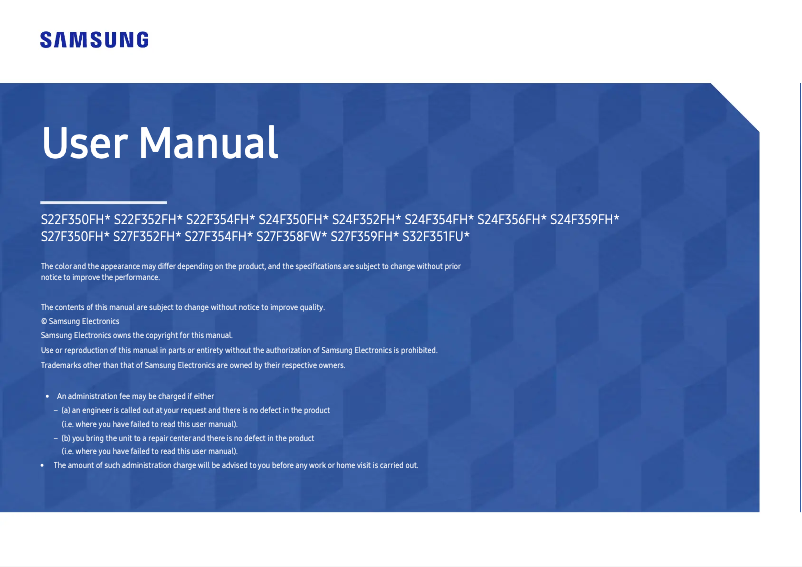 Page 1 de la notice Manuel utilisateur Samsung LS24F350FHE
