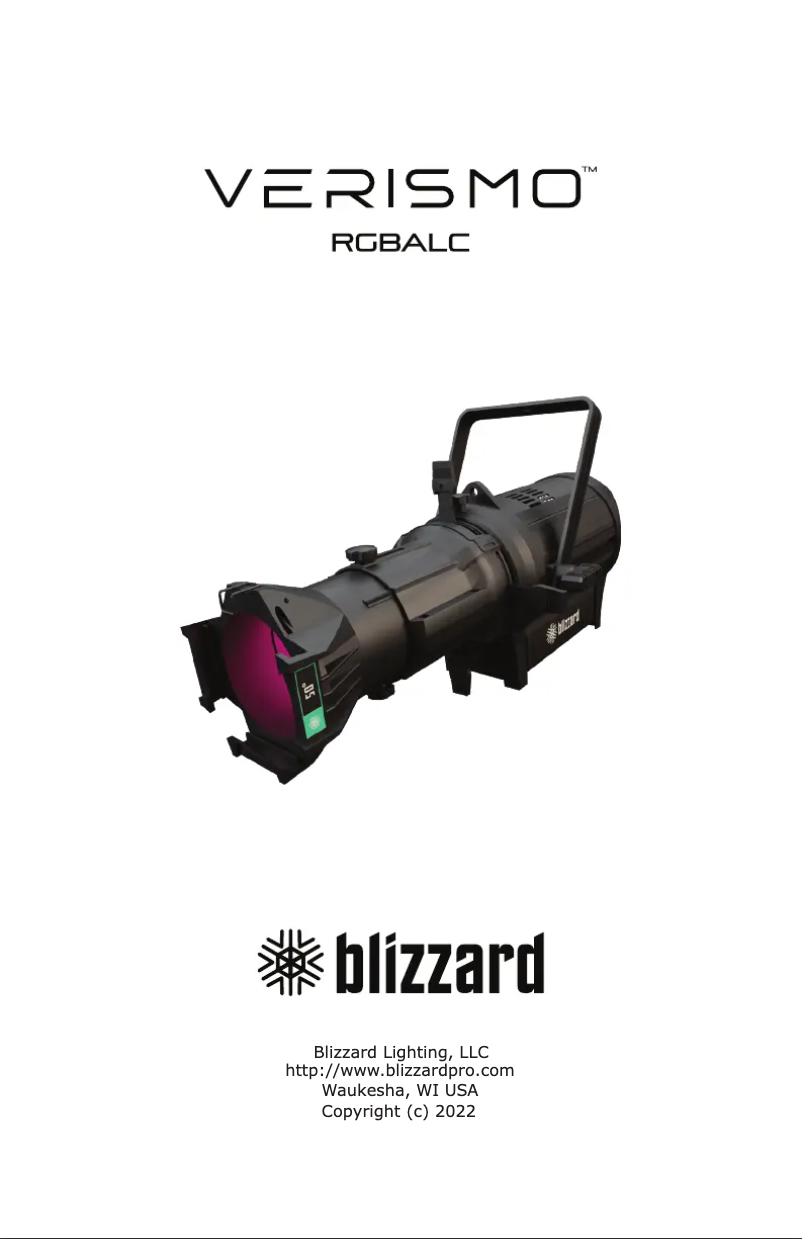 Page n°1 - Manuel utilisateur Blizzard Versimo RGBALC