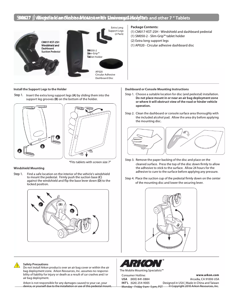 Page n°1 - Manuel utilisateur Arkon SM517